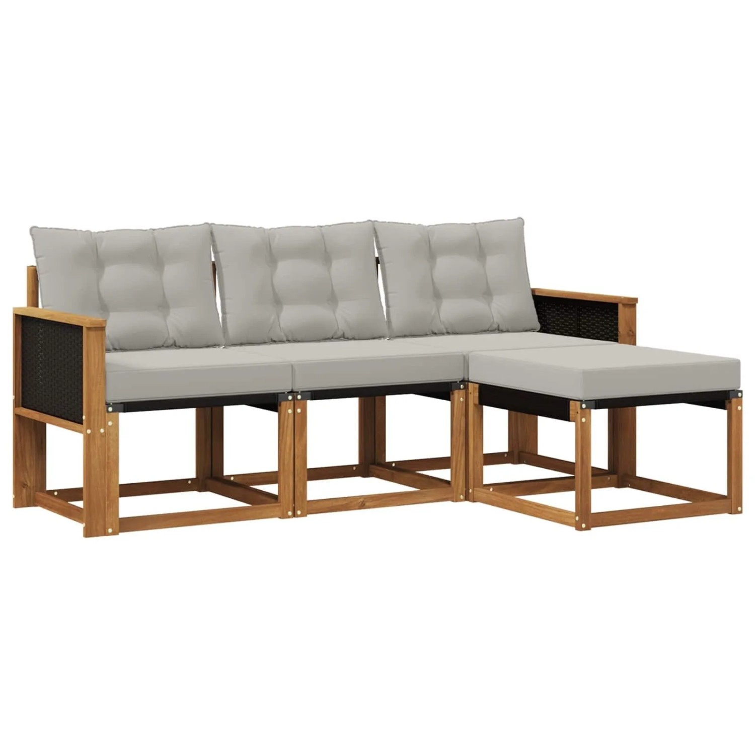 vidaXL Outdoor-Sofagarnitur mit Kissen 4 Stk Natur und Hellgrau 3381863