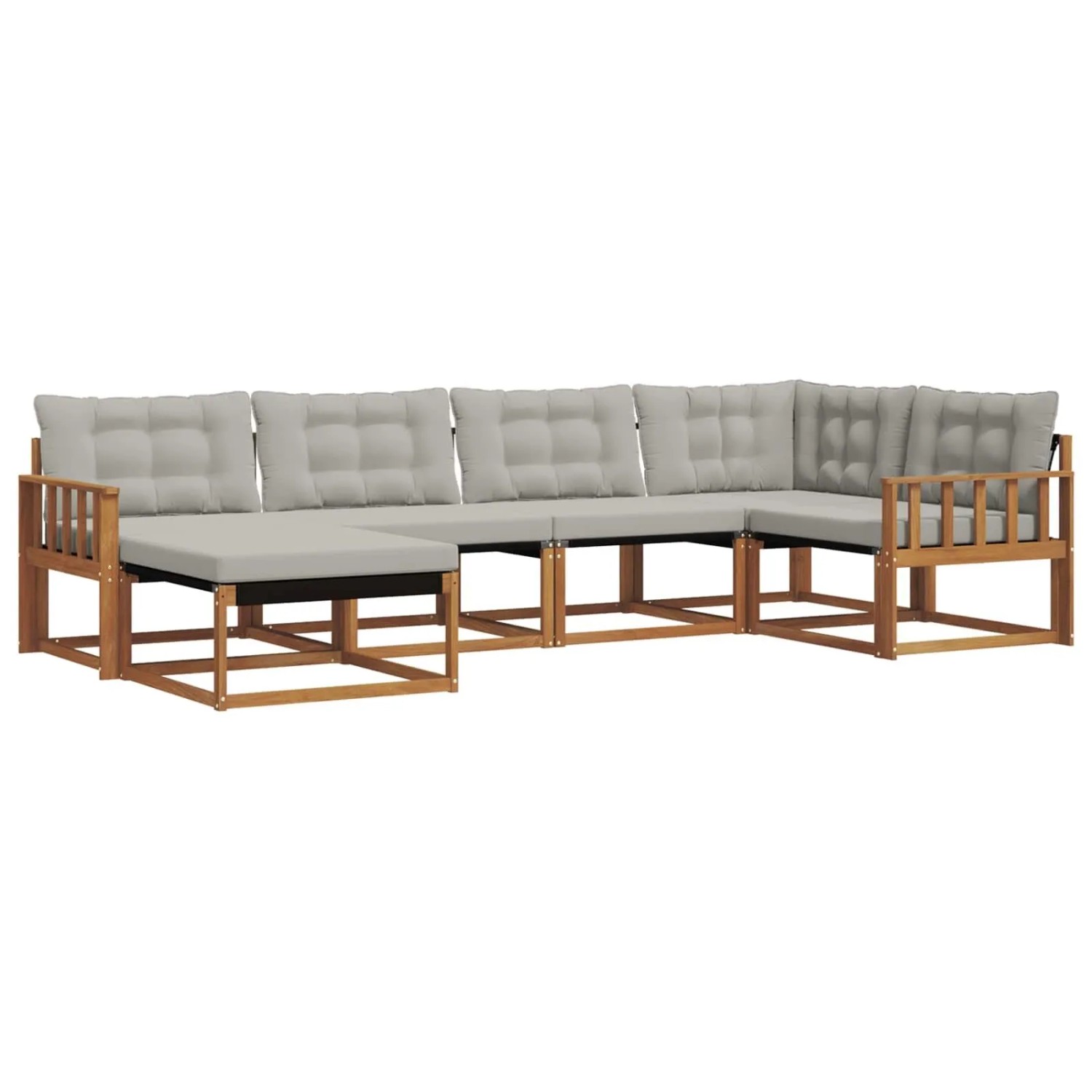 vidaXL Outdoor-Sofagarnitur mit Kissen 6-Tlg Natur und Hellgrau 3369622