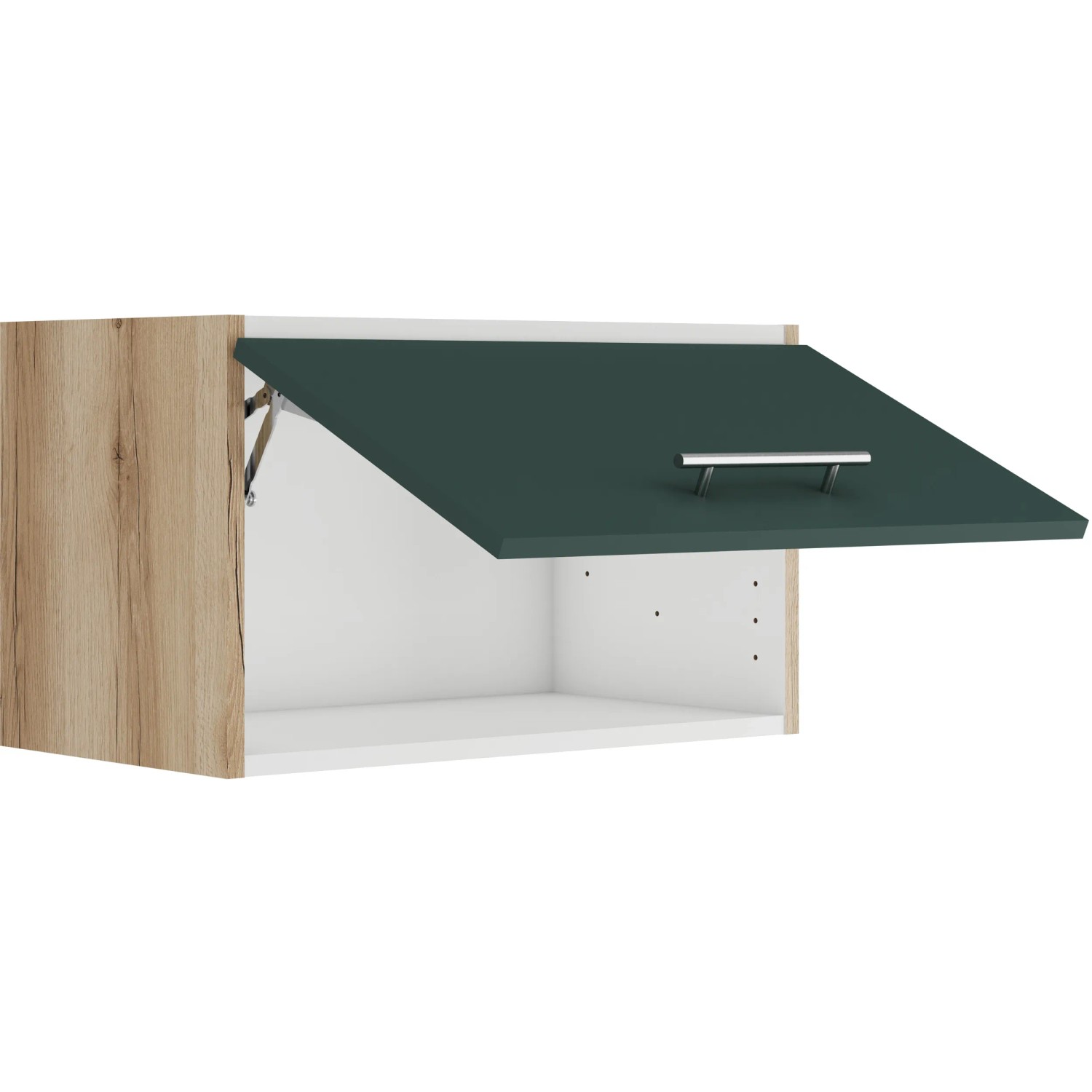 OPTIFIT Savona405 Küchen-Hängeschrank, 60 cm, Steingrün mit Klappe und Edelstahlgriff.