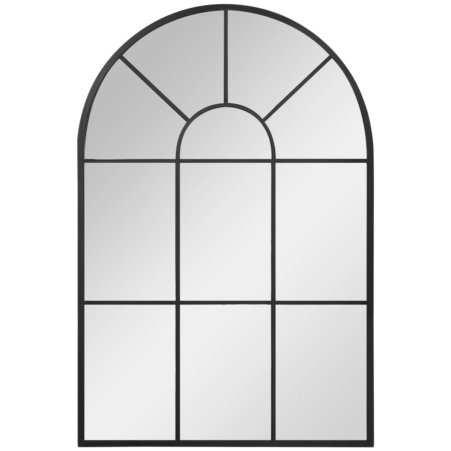 HOMCOM Wandspiegel Fensterspiegel 91 x 60 cm mit Metallrahmen Schwarz