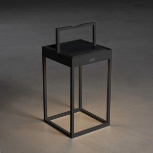 Schwarze Konstsmide LED Solarlaterne Portofino, 30 cm, für Außen-Dekoration.
