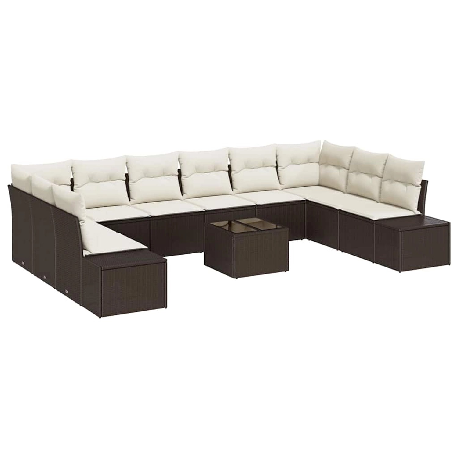 vidaXL Garten-Sofa-Set mit Kissen 11-Tlg Braun Poly Rattan 3347248 günstig online kaufen