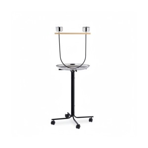 Relaxdays Papageienfreisitz Stahl Holz Kunststoff Schwarz Silber mit Rollen 130 cm x 60 cm x 60 cm 2,8 kg