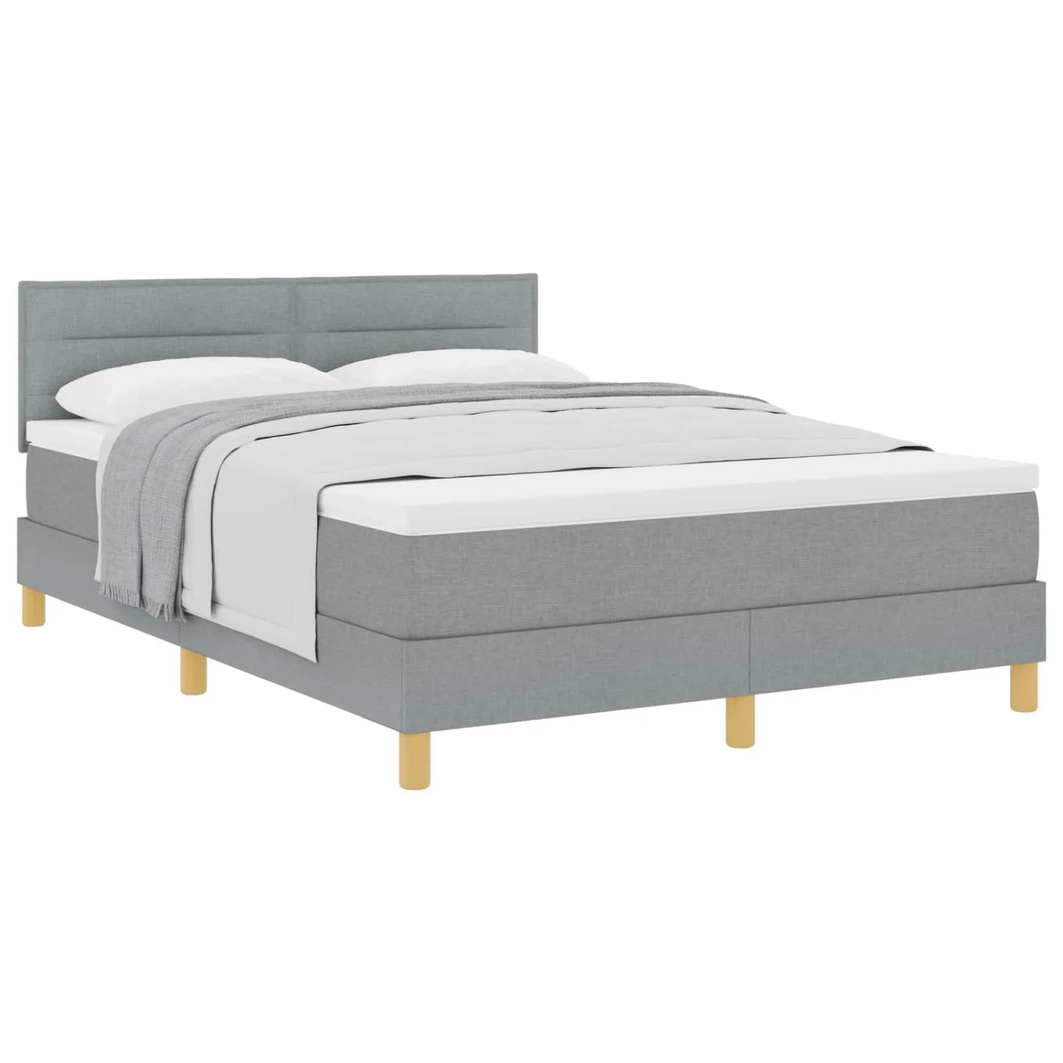 vidaXL Boxspringbett mit Matratze Hellgrau 140 x 200 cm Stoff 3338846