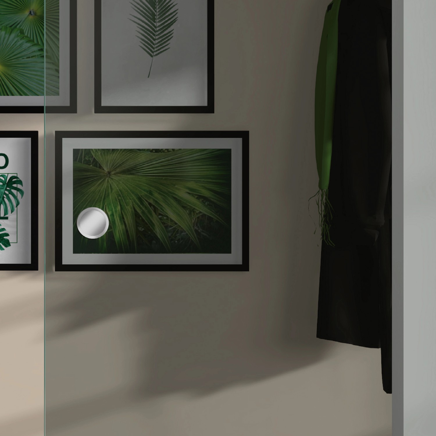 Graue Glasschiebetür ESG, 2060x940 mm, für barrierefreies Wohnen.