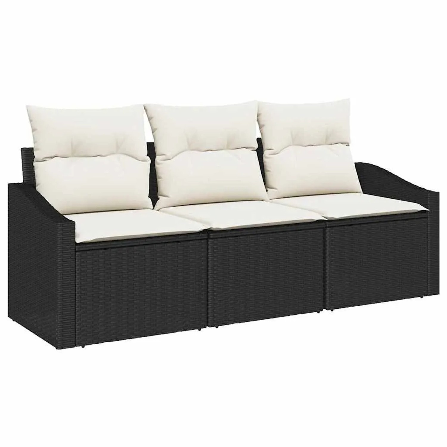vidaXL Gartensofa-set mit Kissen 3-Tlg Schwarz und Weiß Poly-Rattan 3355246 günstig online kaufen
