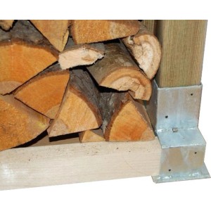 TRUTZHOLM Holzstapelhilfe (4er Set) mit Holzscheiten und Kantholz, feuerverzinkt.