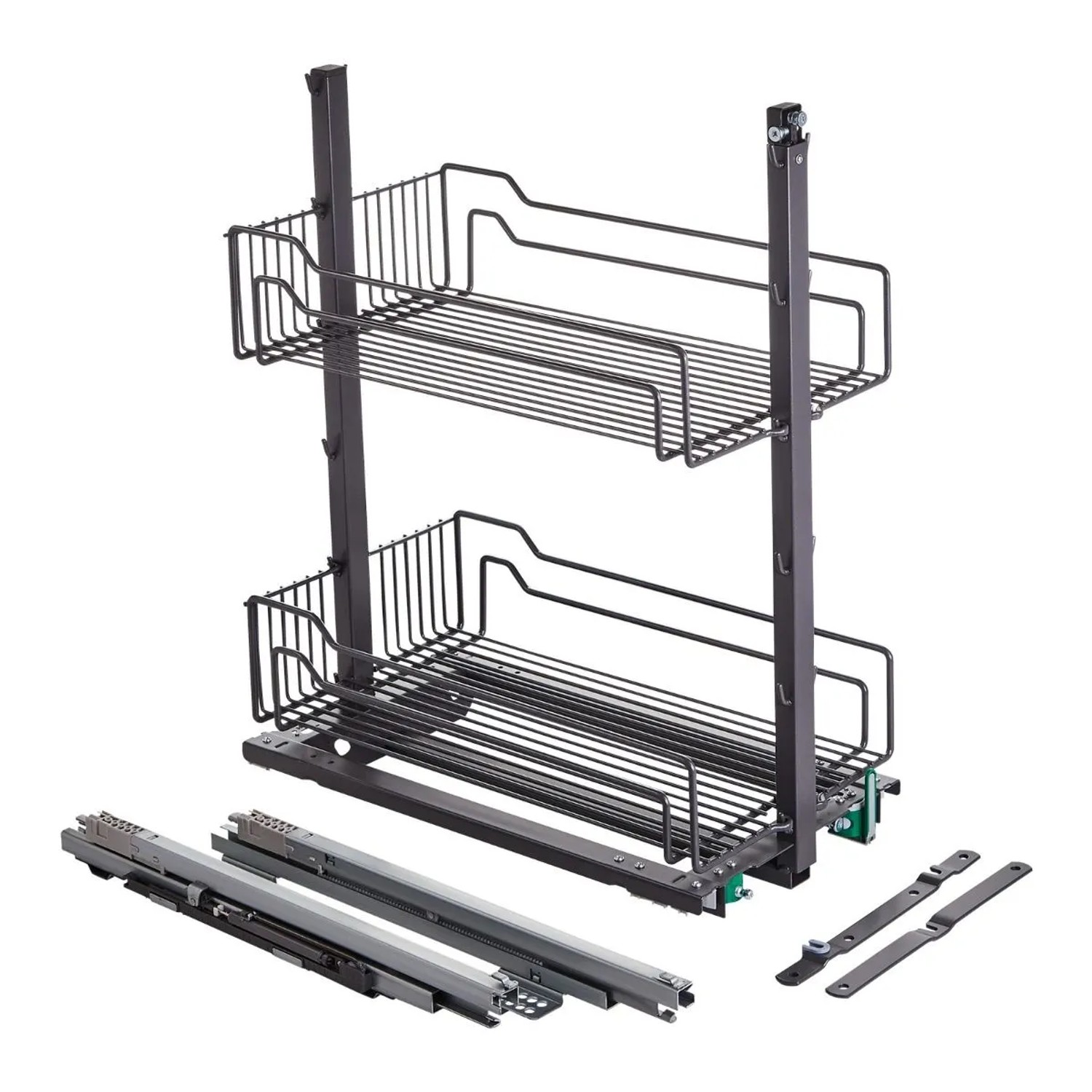 Kesseböhmer DISPENSA Junior III Apothekerauszug Anthrazit für Korpusbreite 300 mm mit Einhängekörben