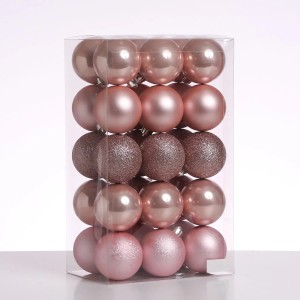 Marelida Christbaumkugeln Weihnachtskugeln Bruchfest 6cm Glänzend Matt Creme Rosa 30Stück