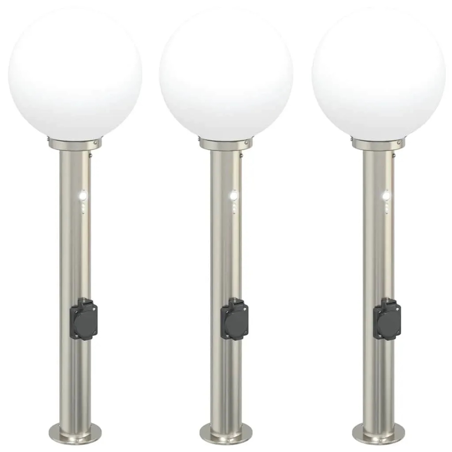 vidaXL Pollerleuchten mit Sensor&Steckdose 3 Stk 80 cm Edelstahl IP44 4006108
