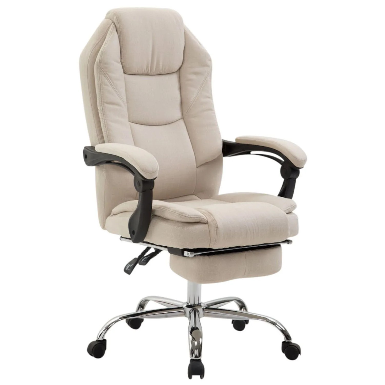 DELUKE Bürostuhl MEDHA Stoff 114x67x64 Creme Stoff Metall In Chromoptik Gestell Ergonomische Bürostühle Homeoffice Stuhl