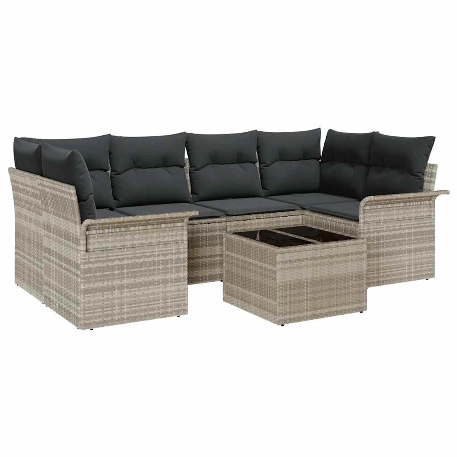 vidaXL Garten-Sofa-Set 7-Tlg Hellgrau Poly Rattan 3345262 günstig online kaufen