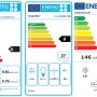 Energieeffizienzlabel für Respekta Küchengeräte: Herd A, Dunstabzug B, Kühlschrank E.