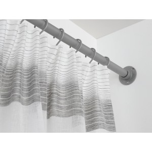 Gardinia Wandlager Industrial Home, Ø 25 mm, silberne Stilgarnitur mit Vorhang.