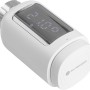 Elektrisches Thermostatventil HeimSync Bluetooth in Weiß mit Display zur Heizungs-Installation.
