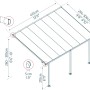 Technische Zeichnung: Palram Canopia Terrassenüberdachung Feria Anthrazit 3x4.25 mit Maßen.