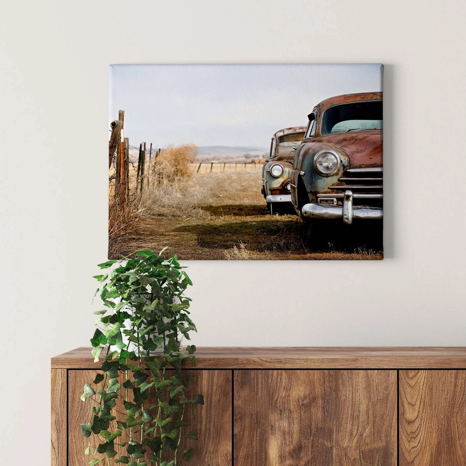 Bricoflor Leinwand Bild Mit Oldtimer In Rot Braun Vintage Auto Bild Ideal F günstig online kaufen