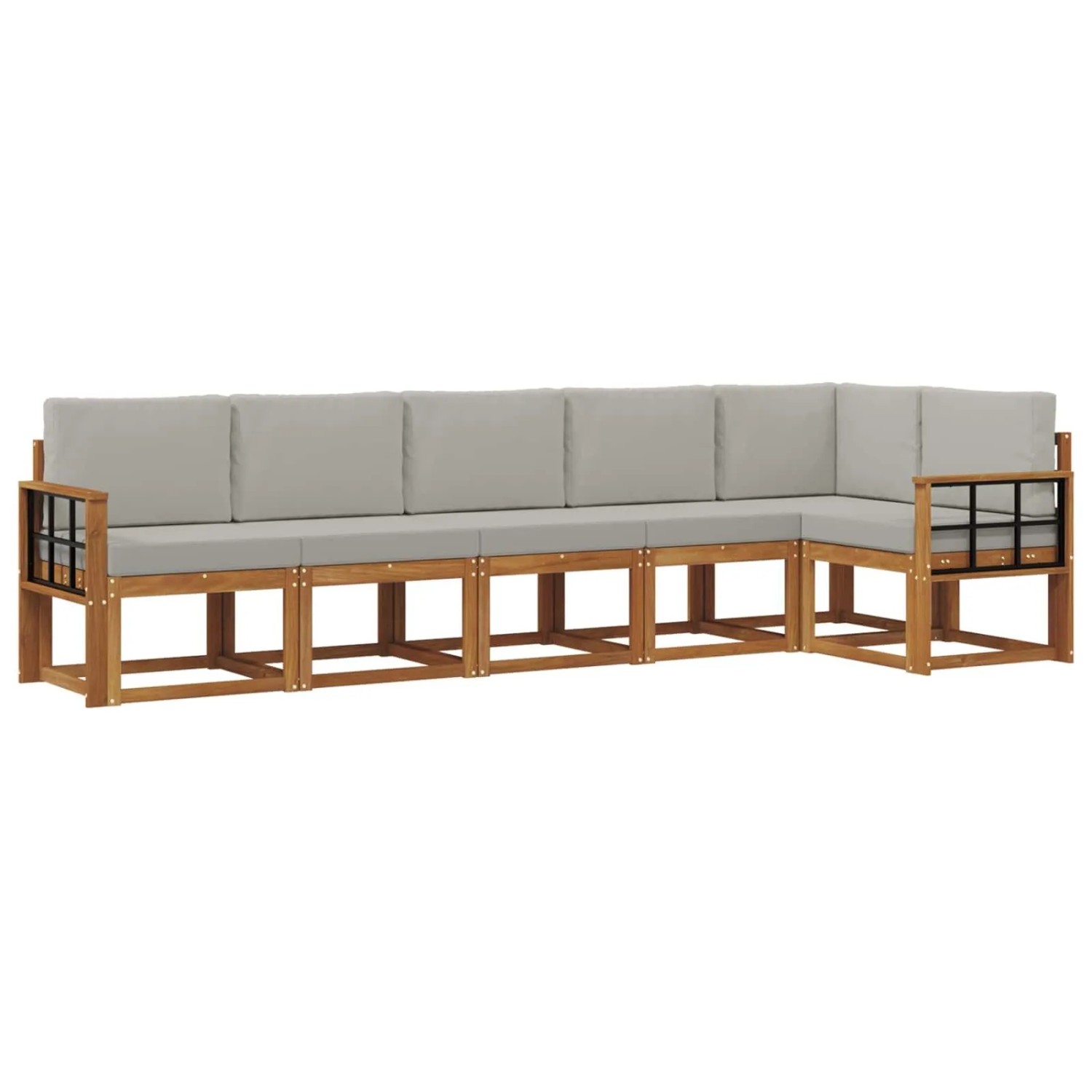 vidaXL Outdoor-Sofagarnitur mit Kissen 6-Tlg Natur und Hellgrau 3366474