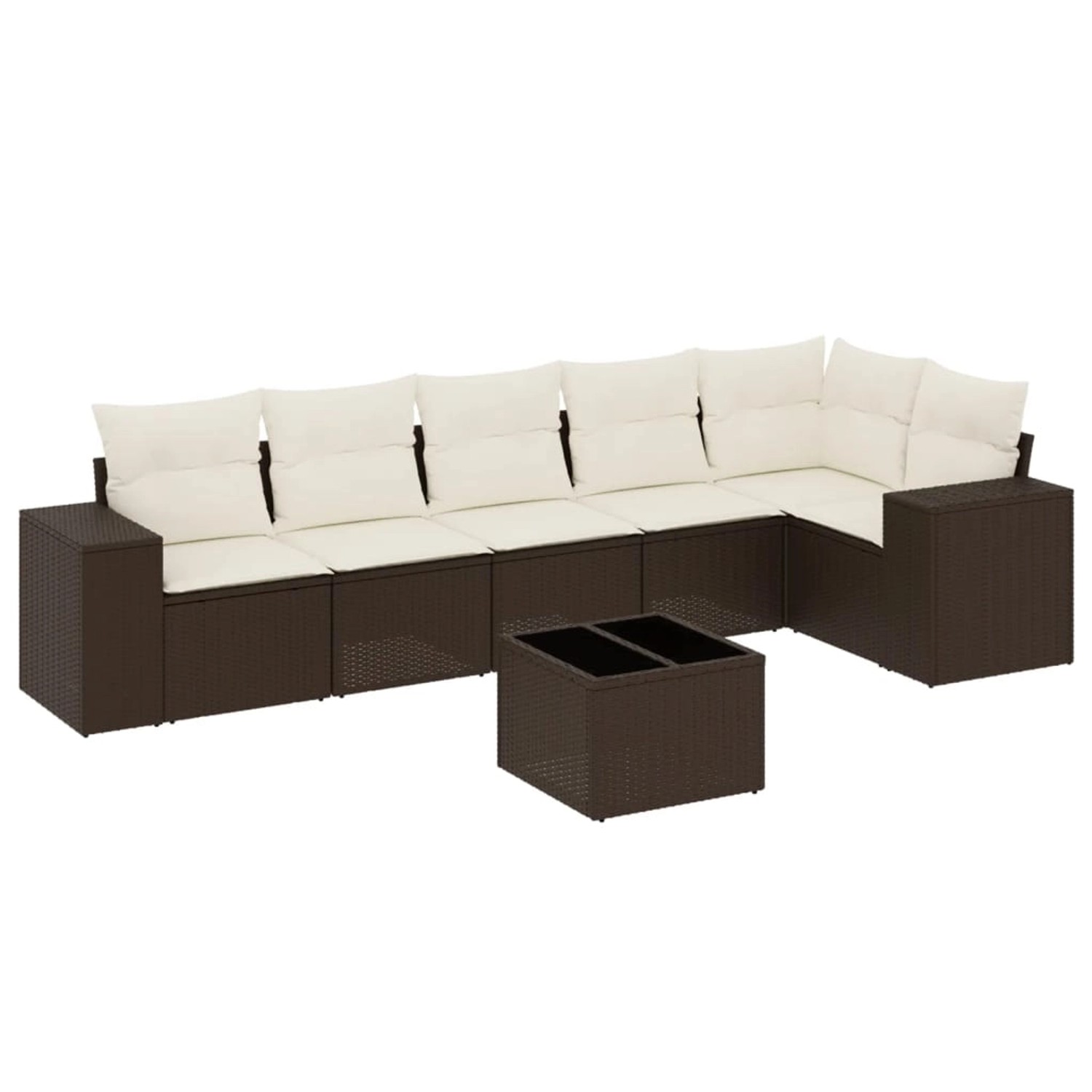 vidaXL 7-Tlg Garten-Sofagarnitur mit Kissen Braun Poly Rattan 3254940 günstig online kaufen