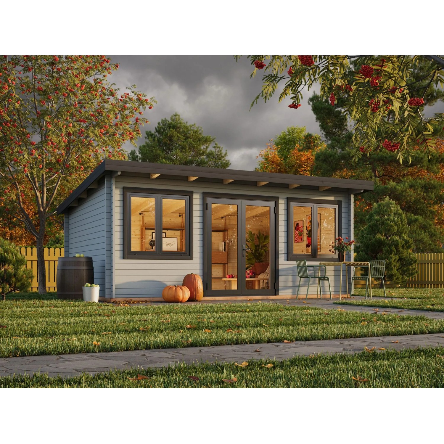 Palmako Holz-Gartenhaus Lisandra Pultdach Lackiert 550 cm x 400 cm 19,4 m²