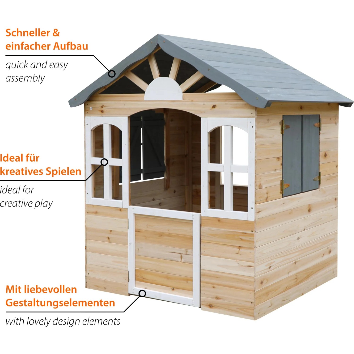 Dobar Spielhaus Bunt aus Holz 115 x 102 x 125 cm Anthrazit FSC®_4