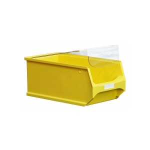 Gelbe Sichtlagerbox 4.0 (5er Sparset) mit Abdeckung, 20x35x15cm, für Aufbewahrungssysteme.