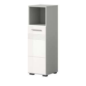 Inn.Furn Badkommode Weiß Hochglanz Grau 30 cm mit Soft-Close Carlo