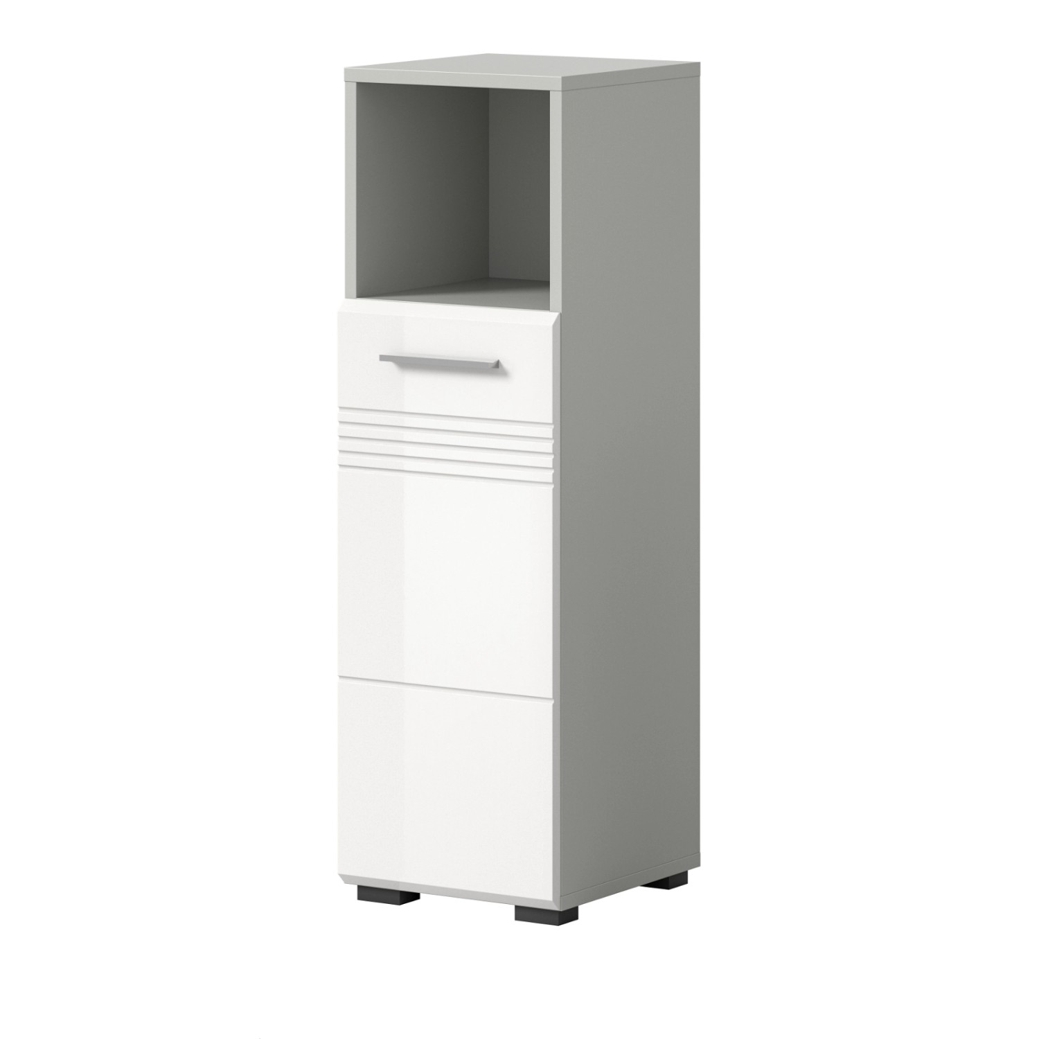 Inn.Furn Badkommode Weiß Hochglanz Grau 30 cm mit Soft-Close Carlo