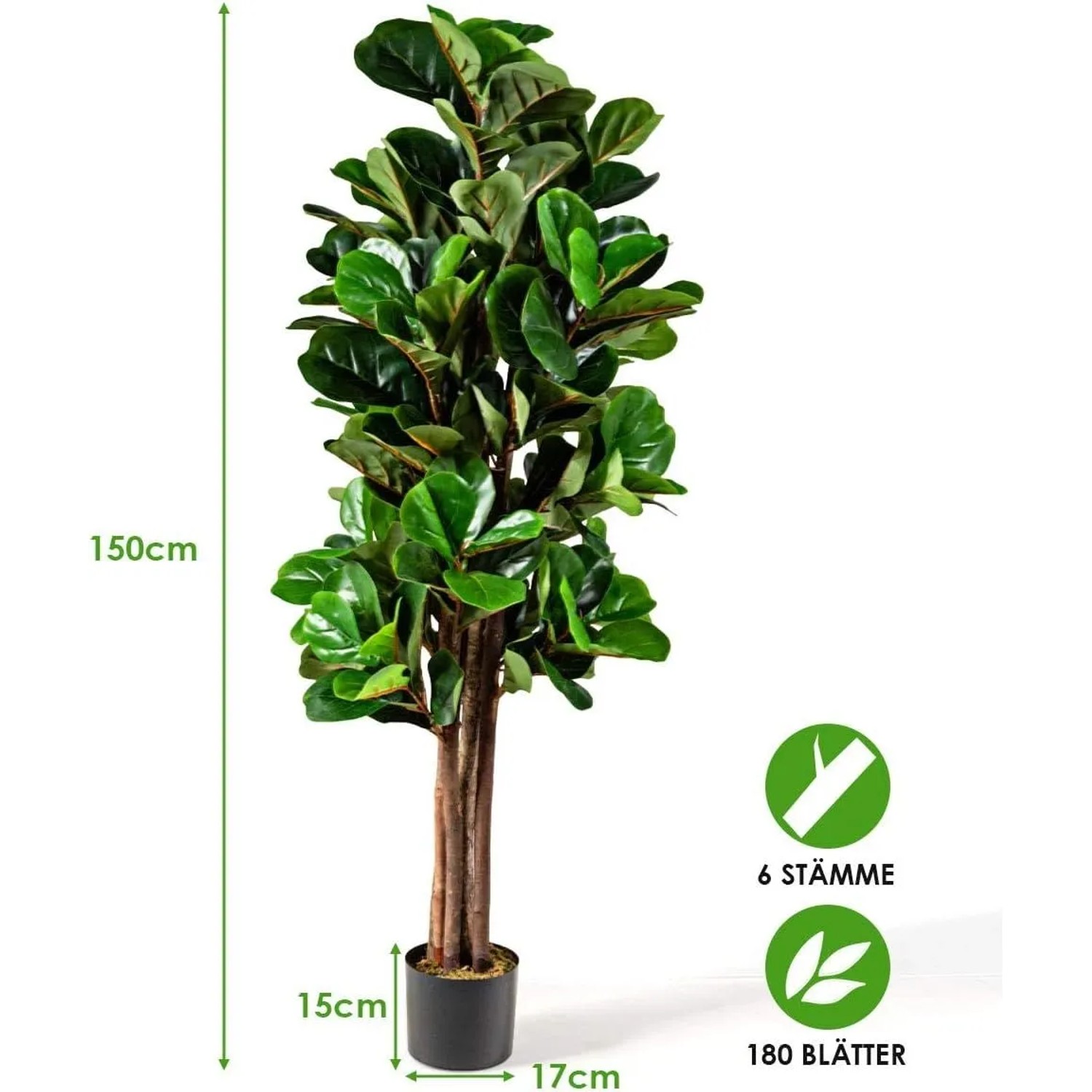 Costway 150 cm Künstlicher Feigenbaum Kunstpflanze Kunstbaum Grün_3