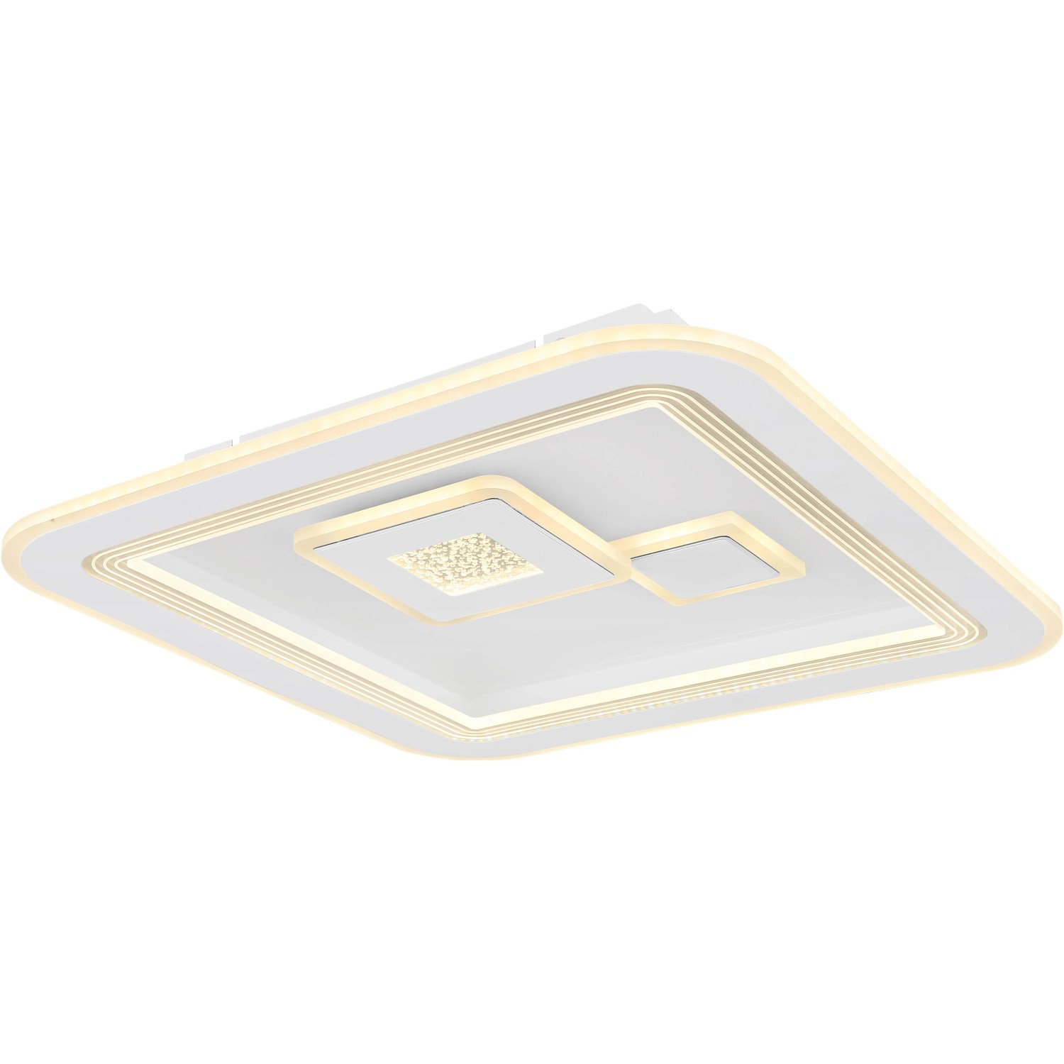 Moderne, dimmbare LED-Deckenleuchte Valeria, weiß, mit Fernbedienung zur Farbtemperatursteuerung.