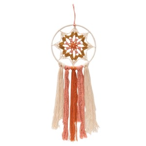 Handgefertigter Boltze Traumfänger Melanina in Creme, Orange und Gelb, 59 cm lang.