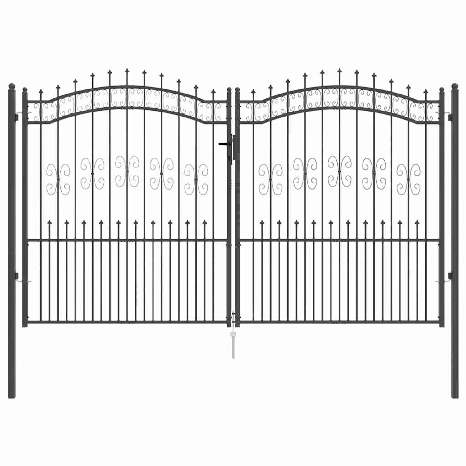 vidaXL Zauntor mit Speer-Top mit Schloss Grau 305 x 175 cm Stahl 42009046 günstig online kaufen