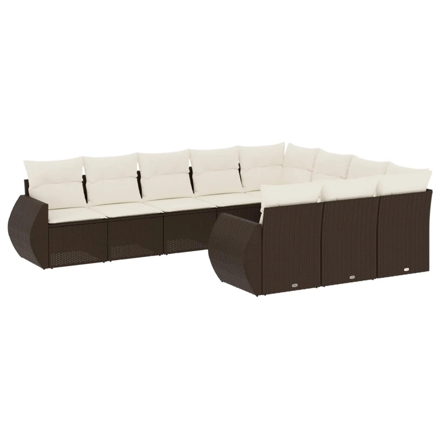 vidaXL 10-Tlg Garten-Sofagarnitur mit Kissen Braun Poly Rattan 3254230 günstig online kaufen