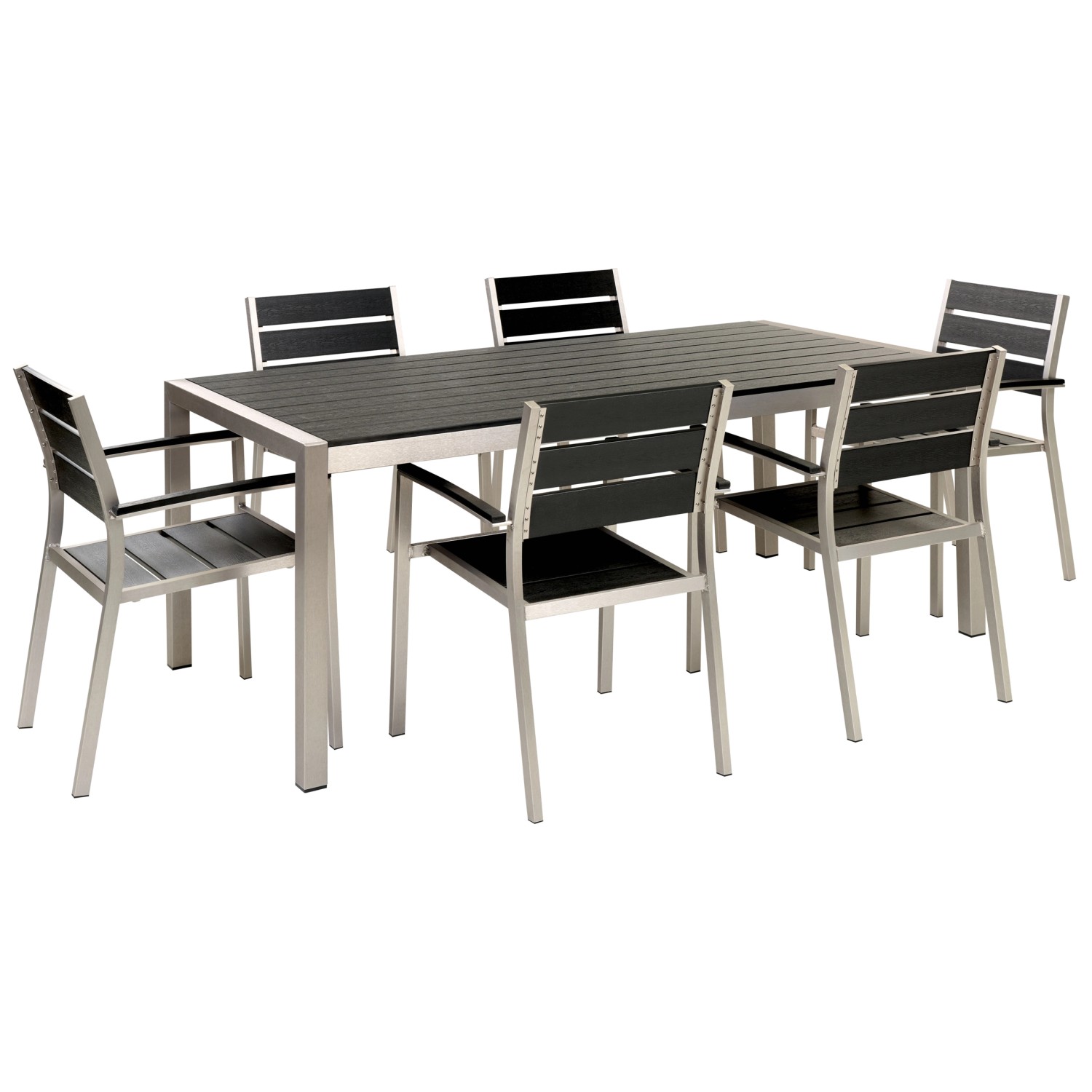 Beliani Gartentisch Set VERNIO Schwarz Silber günstig online kaufen