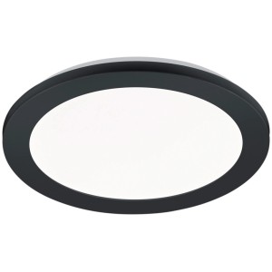 Flache, runde LED Deckenleuchte Camillus, schwarz matt, dimmbar.