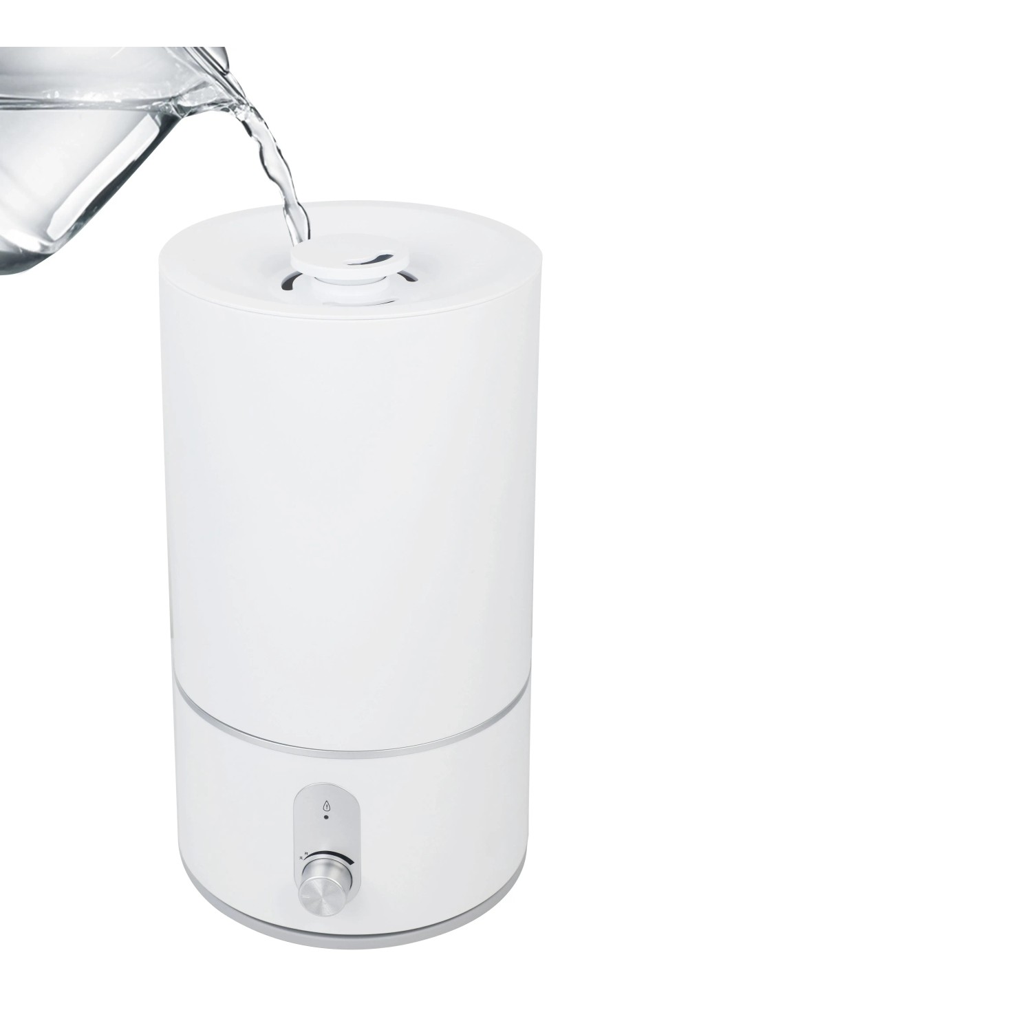 Weiß-silberner Luftbefeuchter Fresh Air LBF-25-32 beim Befüllen mit Wasser.