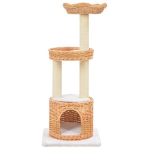 vidaXL Katzenkratzbaum aus Sisal und Weide mit Haus und Körben.