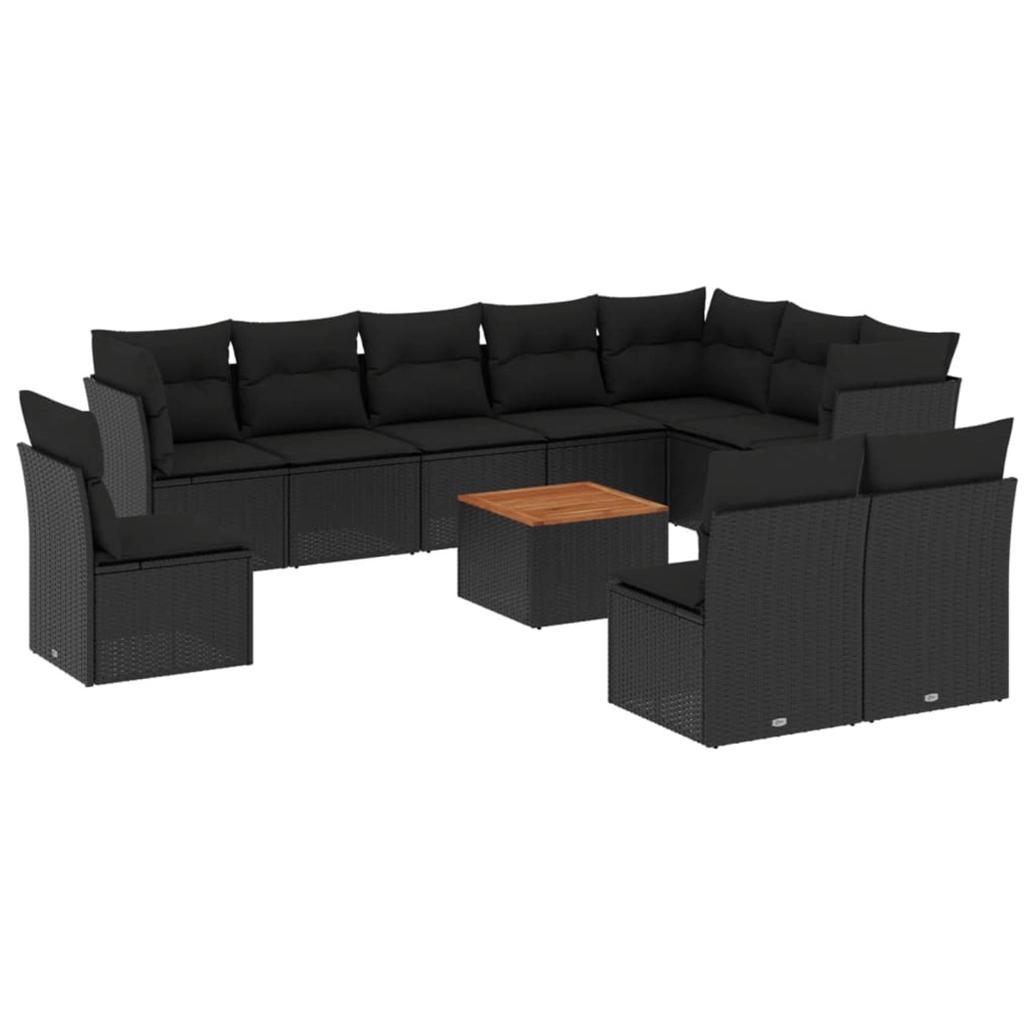 vidaXL 11-tlg Garten-Sofagarnitur mit Kissen Schwarz Poly Rattan Modell 57 günstig online kaufen