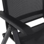 Detailaufnahme: Anthrazitfarbener Siena Garden Klappsessel Tesoro mit Ranotex-Gewebe.