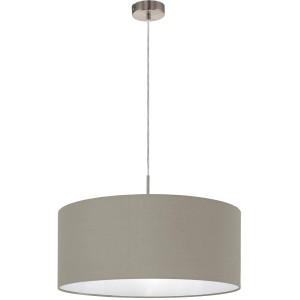 Moderne Eglo Hängeleuchte Pasteri, taupefarbener Stoffschirm, Nickel-matt, Ø 53cm. Ideal für Wohn- und Esszimmer.