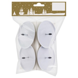 4er-Set weiße Kerzenhalter aus Metall (Ø 7,5 cm) für Adventskränze und Weihnachtsdeko.
