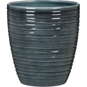 Scheurich Orchideengefäß 669 Glass Petrol, Ø 12,3 cm, gerillter Übertopf für Orchideen.