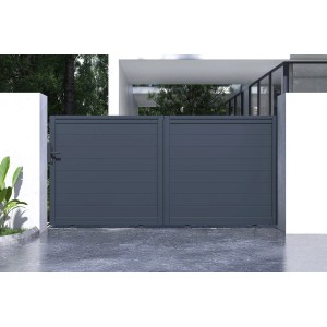 Graues Casanoov Aluminium Schiebetor Eiger 3M, ideal für den Garten.