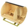 Weka Fasssauna 198 Sparset: Runde Holzsauna mit Glasfront, Liegen und Ofen. Ideal für kleine Gärten.
