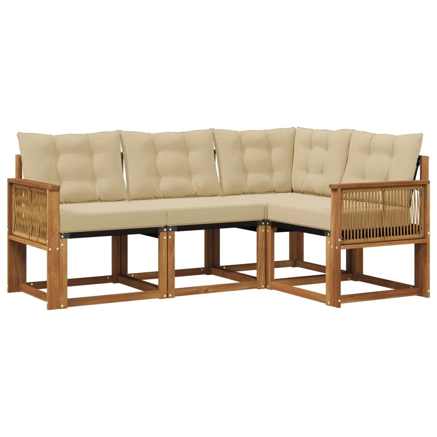 vidaXL Outdoor-Sofagarnitur mit Kissen 4 Stk Natur und Beige 3381925