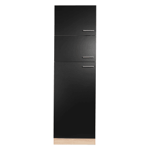 Respekta Umbauschrank Merle 60 cm, schwarz, mit drei Türen und Metallgriffen.