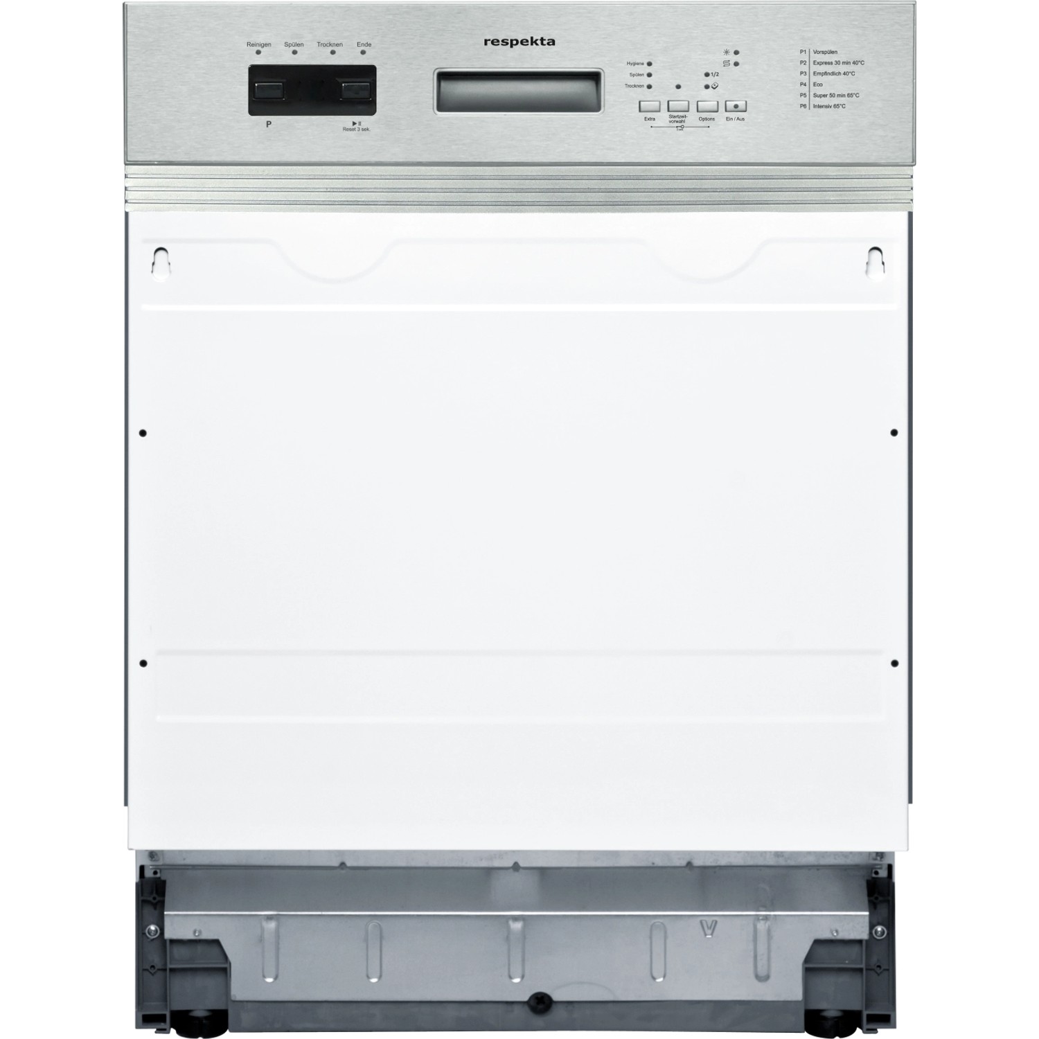 Respekta Geschirrspüler teilintegriert, Edelstahl-Bedienfeld mit Display für die Economy Küchenzeile.