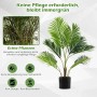 Grüne künstliche Palme im schwarzen Topf, 90cm. Pflegeleichte Zimmerpflanze im Vergleich zu echter, verwelkter Palme.