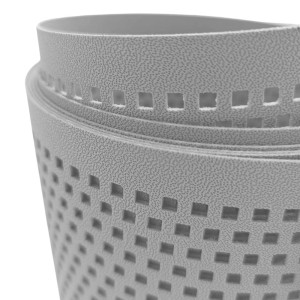 zaunzu Sichtschutz, gelocht, Quadratmuster, lichtgrau, 50m Rolle für Doppelstabmatten.