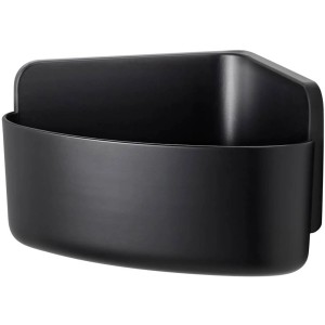 Schwarzer Tesa Lavaa Eckduschkorb Small zur Wandmontage im Badezimmer.